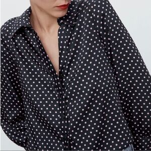 Zara Polka Dot Cut Out Shirt